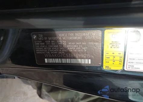 2011 BMW 335I z USA, uszkodzony, nr VIN WBAKG7C53BE599015